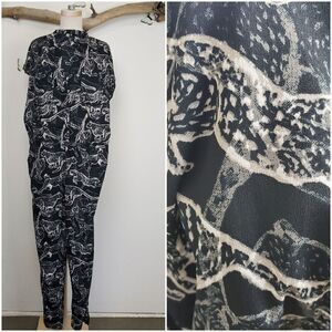 H&M wild cat 90s style jumpsuit black and white